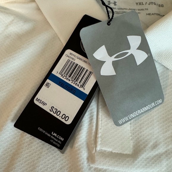 ❇️NWT❇️ Under Armour Youth White Polo Shirt - Picture 5 of 7